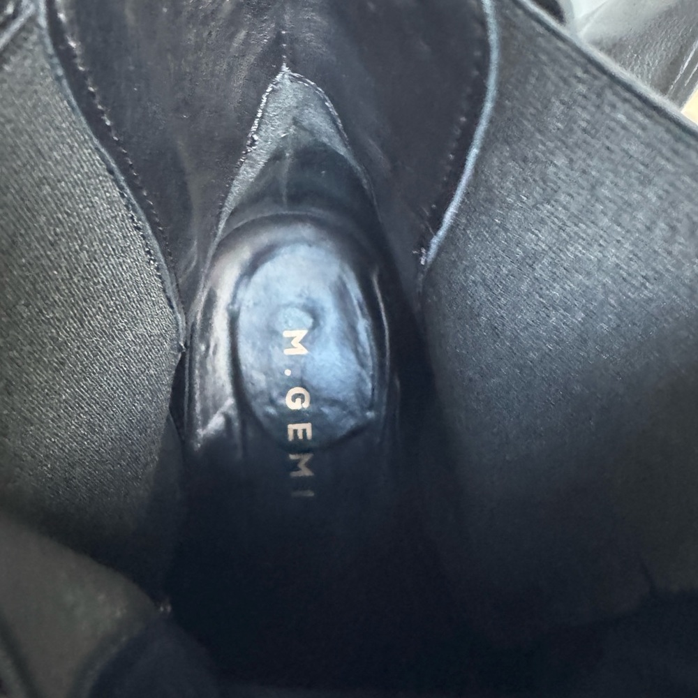 M.Gemi 40/US 9.5 Ankle Boots Anello Black Grommet Trim Bock Heel Leather - Picture 9 of 10